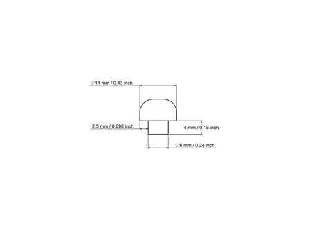 Tehniline joonis: 6 x 4 mm kasepuidust seenekujuline teljetihvt