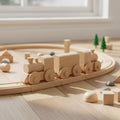 wooden mushroom axle pegs used in wooden toy construction