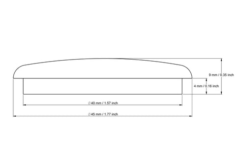 technische Zeichnung: 40 mm Pilz-Abdeckkappen mit dimensions