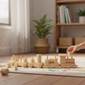 wooden cylinder with hole used as a part of a children's toy train