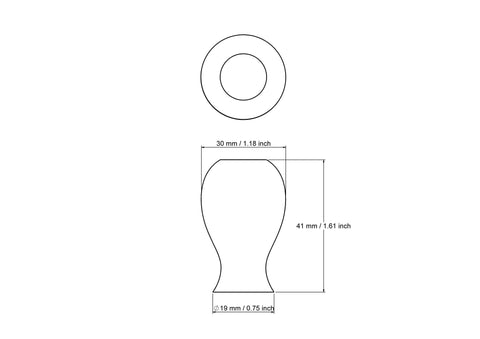 technische Zeichnung: 30 mm Holz vase
