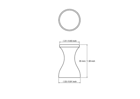 tehniline joonis: 23 mm puidust mööbel rail spindle