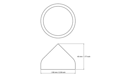 technische Zeichnung: 60 mm Holz dome Kappen