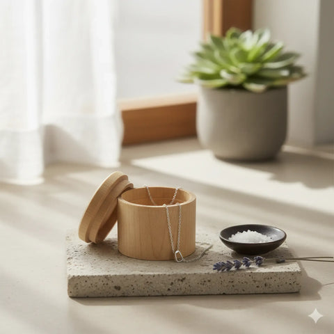 väike puidust ehtekarp kasutatud kui ehtekarp - 50 x 37 mm