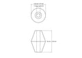 technical drawing of 40 x 60 mm double cone turned wooden bead