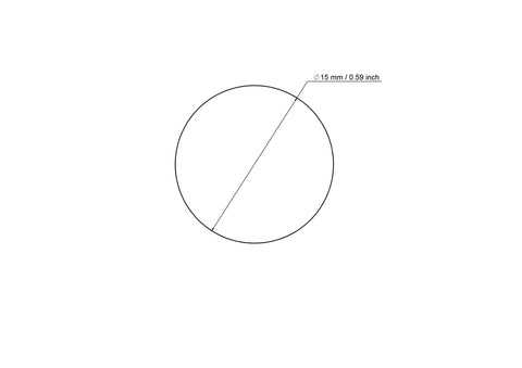 technical drawing of 15 mm sanded birch wood ball