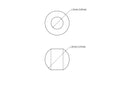Rysunek techniczny drewnianego koralika brzozowego 20 mm z otworem 10 mm