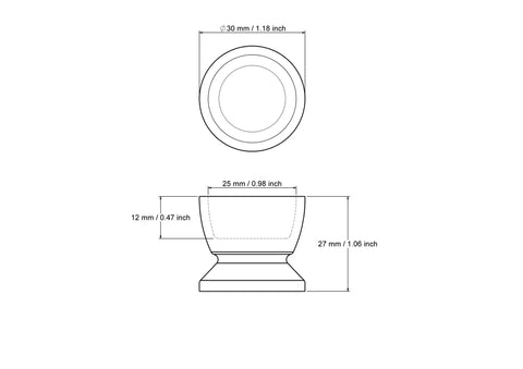 Technical drawing of 30 mm Wooden Egg Cup Holder