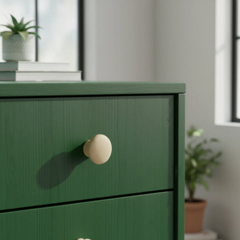 50 mm rund Holz Möbelknopf installed on cabinet door