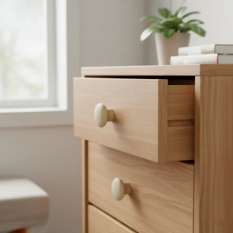 59 mm ümar puidust mööblinupp installed on cabinet door
