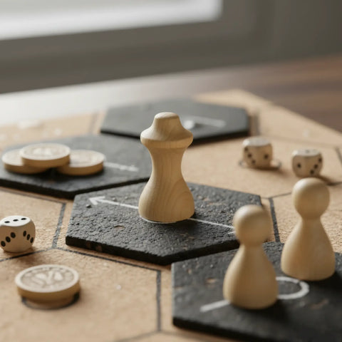 44 mm gedrechselte Möbelknöpfe aus Holz als Brettspielfiguren verwendet