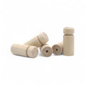 Backside of 33 mm turned wooden peg cabinet knob with holes