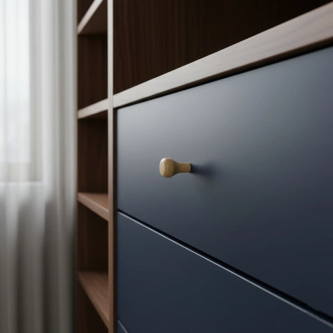 20 mm classic ümar puidust mööblinupp installed on cabinet door