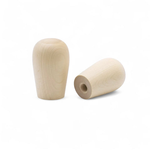 Rückseite eines 11 mm Mini-Möbelknaufs aus Birkenholz mit Bohrungen