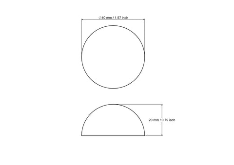 Tehniline joonis: 40 mm poolitatud puidust kuul