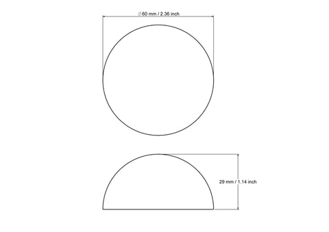 Tehniline joonis: 60 mm poolitatud puidust kuul