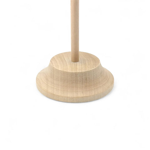 Close-up of carved base of 33 cm wooden table flag stand