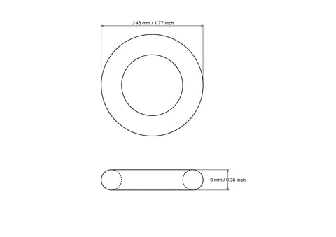 Technical drawing of 45 mm wooden craft toss ring