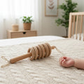 Turned wood rings used as parts of children's toy set