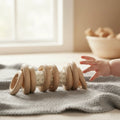 60 mm outside rounded flat wooden rings used as parts of children's toy set