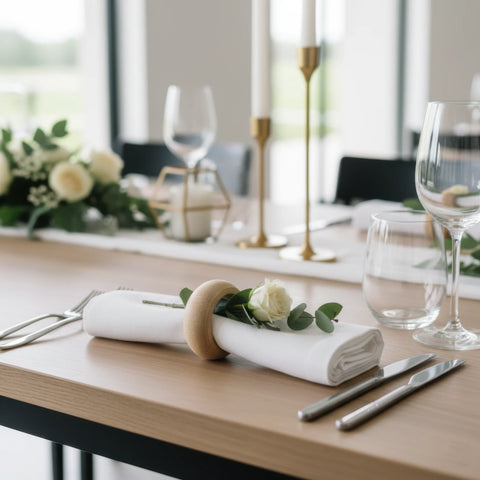 49 mm birch wooden napkin ring used on dining table