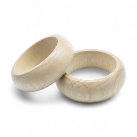Close-up of 49 mm birch wooden napkin rings showing wood grain