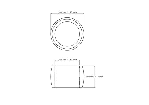 technische Zeichnung: 44 mm Holz Serviette Ringe